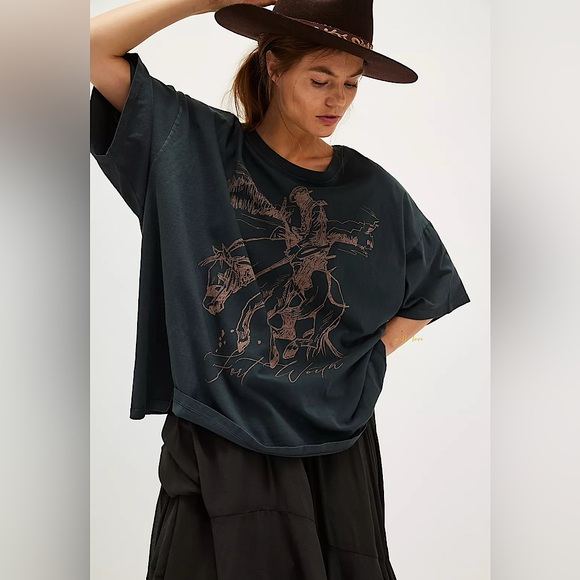 NEW Free People Cowboy Rodeo Onesize Tee - Picture 2 of 14
